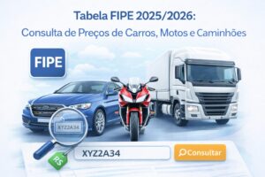 Ferramenta de consulta da Tabela FIPE premium no site Geferson Alencar, exibindo preços médios de veículos, motos e caminhões atualizados.