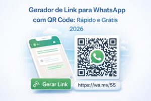 Gerador de link para WhatsApp premium com prévia de mensagem e download de QR Code.