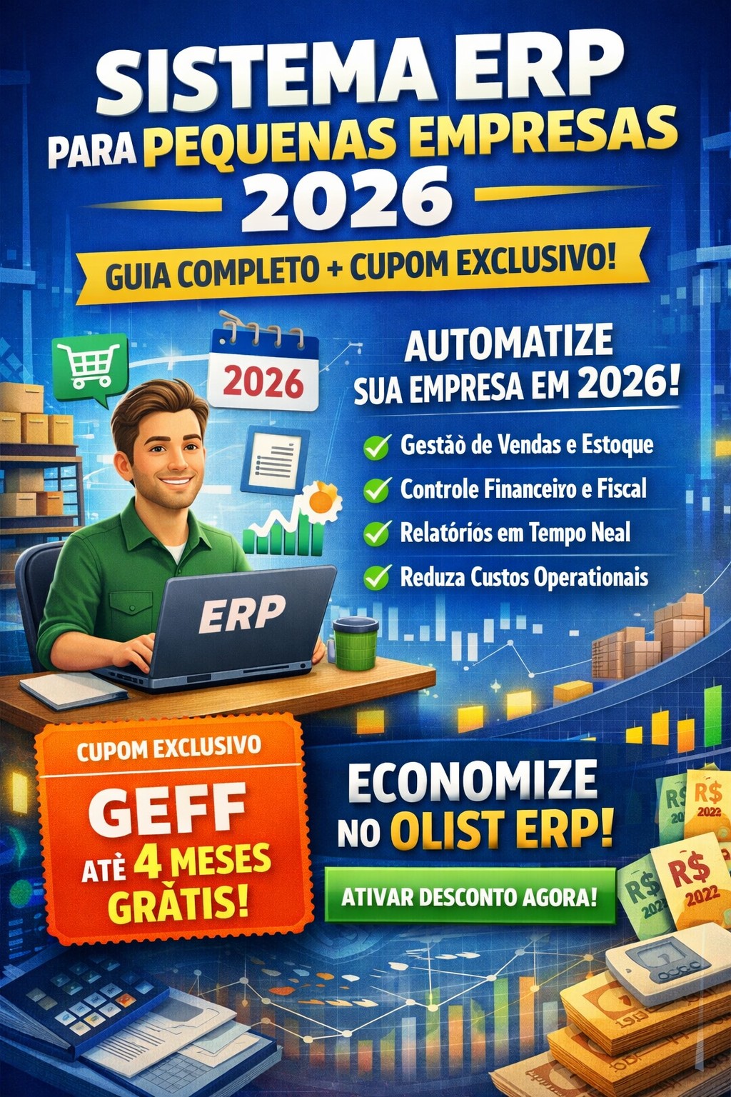 Sistema ERP Olist para pequenas empresas com cupom de desconto GEFF