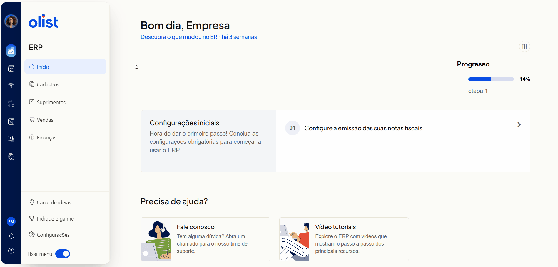 Tela oficial do Olist ERP - tut11_cadastrar_produtos_5_metodos Passo 2