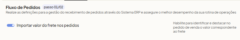 Parâmetro Importar valor do frete nos pedidos da Amazon no Olist ERP
