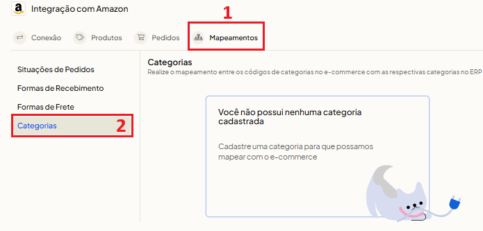 Botão Importar Anúncios na tela de gerenciamento da integração Amazon no Olist ERP