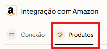 Visão geral da aba Produtos na configuração da Amazon no Olist ERP