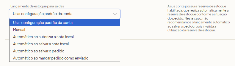 Regra de lançamento automático de saída de estoque ao autorizar NF-e no Olist ERP