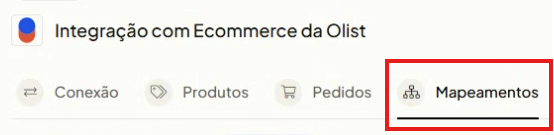 Tabela de mapeamento de situações já pré-configurada nativamente entre Ecommerce da Olist e ERP