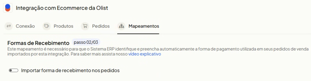 Passo 3 da aba Mapeamentos para configuração das Formas de Frete e transportadoras