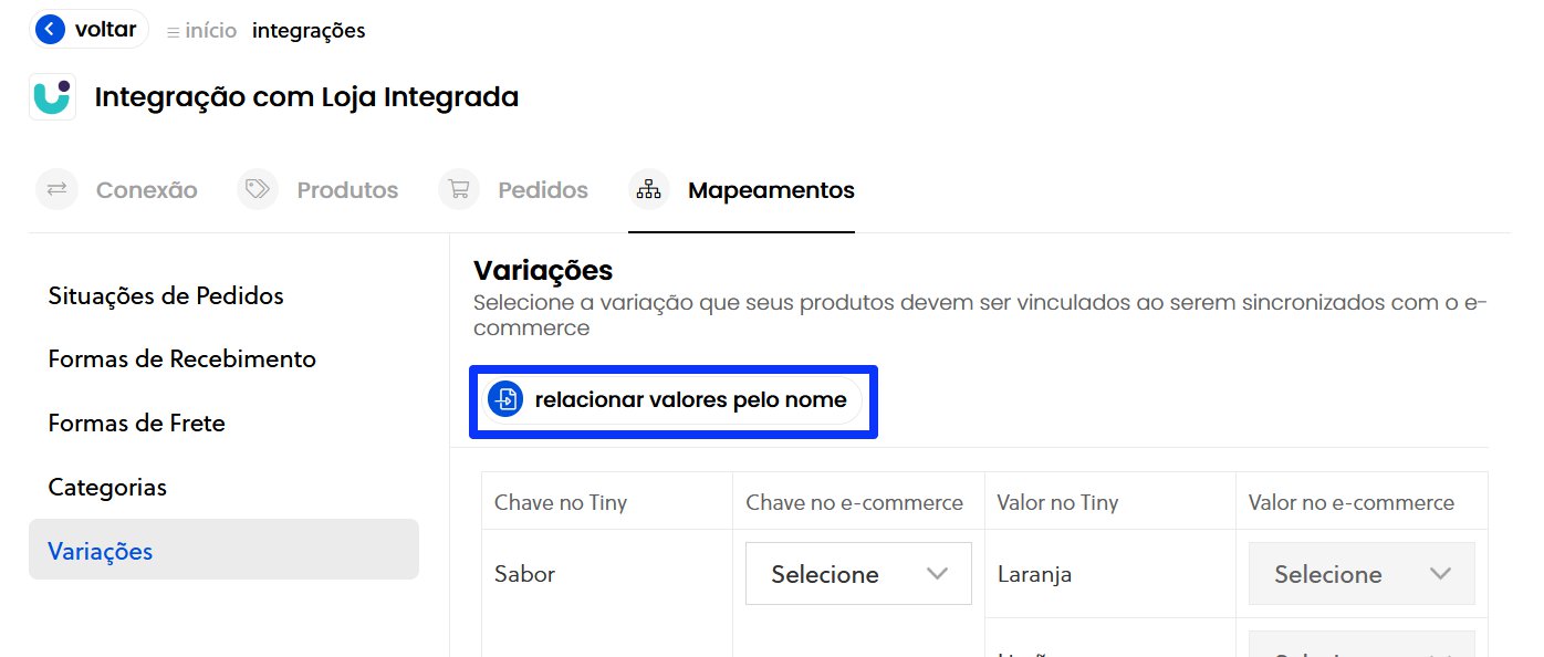 Tela oficial do Olist ERP - Mapeamentos de Grades e Variações da Loja Integrada - Passo 14