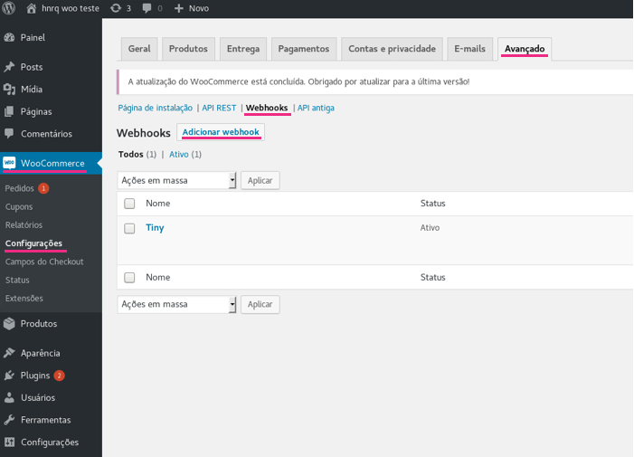 Tela oficial do Olist ERP - tut23_integrar_woocommerce_olist_erp Passo 4 - Marcador visual de confirmação de rastreio e entrega sincronizados na expedição