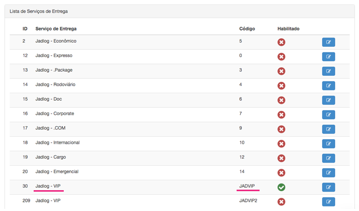 Tela oficial do Olist ERP - tut23_integrar_woocommerce_olist_erp Passo 8 - Aba Formas de Frete na integração do WooCommerce para vincular o Código no E-commerce