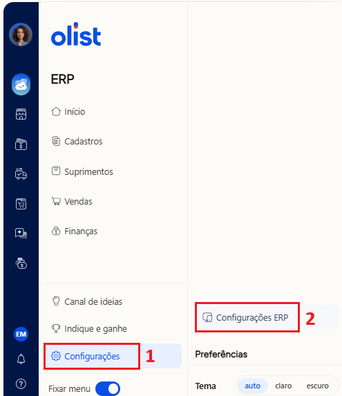 Tela oficial do Olist ERP - tut6_configuracoes_gerais Passo 1