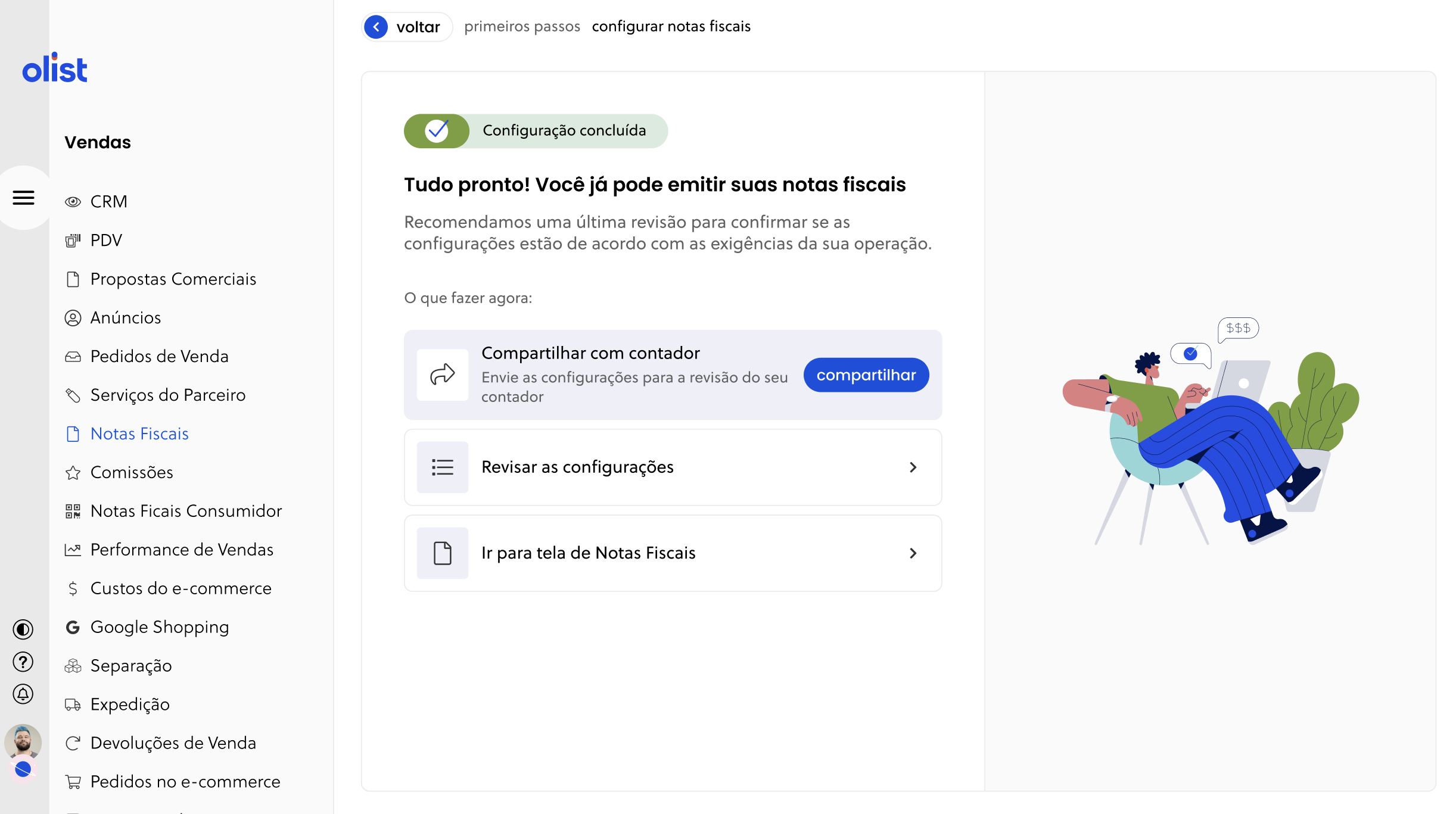 Tela oficial do Olist ERP - tut9_loja_fisica_implementacao Passo 5
