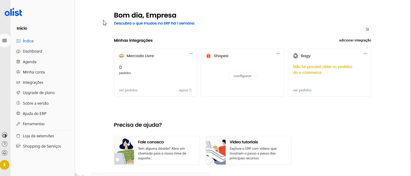 Tela oficial do Olist ERP - tut9_loja_fisica_implementacao Passo 6