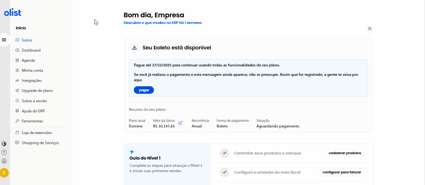 Tela oficial do Olist ERP - tut13_implementacao_servicos_nfse Passo 7