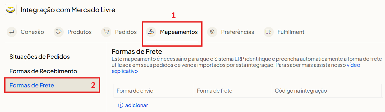 Tela oficial do Olist ERP - tut15_mercado_livre_hub_olist Passo 42