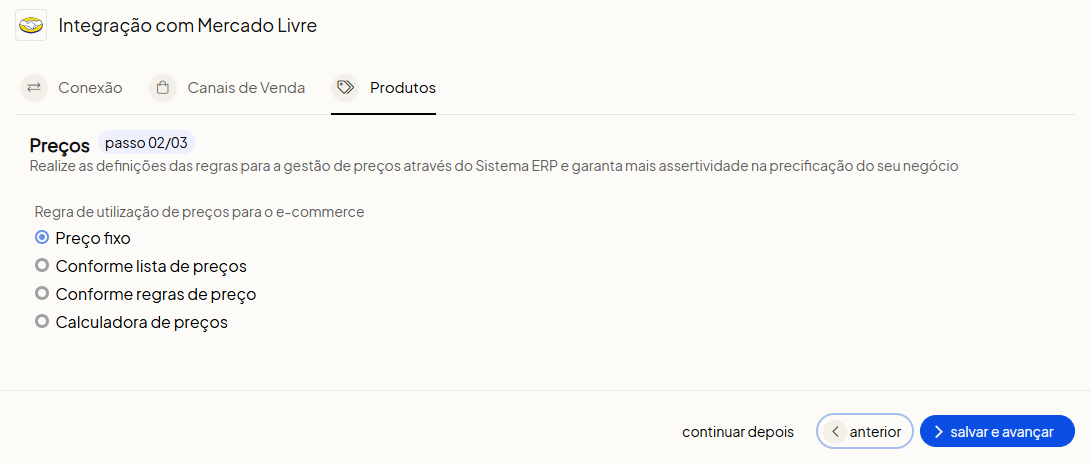 Tela oficial do Olist ERP - tut15_mercado_livre_hub_olist Passo 9