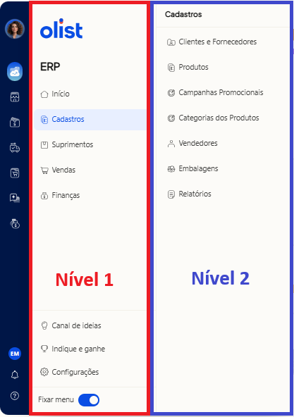 Tela oficial do Olist ERP - tut5_menu_global Passo 2