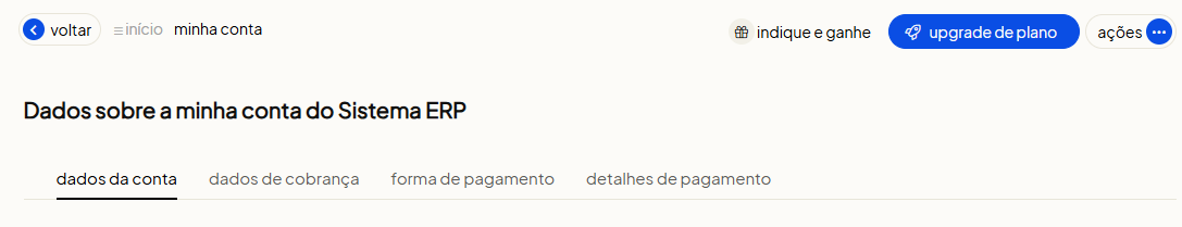 Acesso ao módulo Minha Conta pelo menu Início no Olist ERP