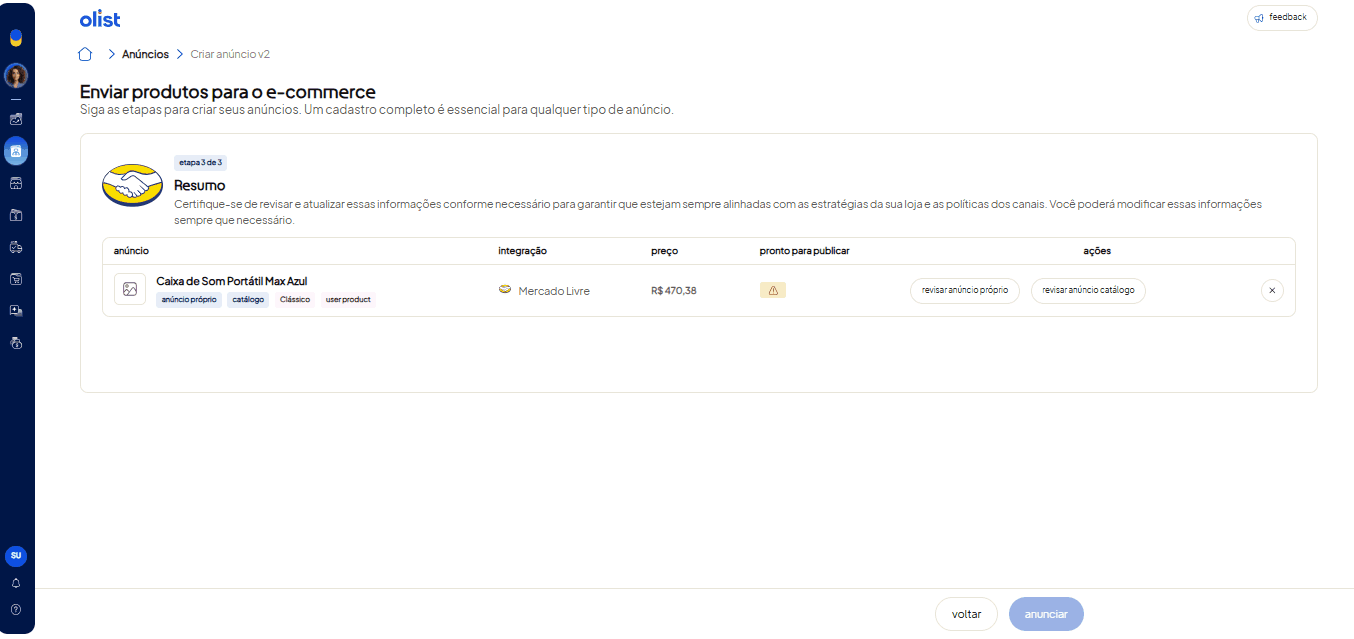 Tela oficial do Olist ERP - tut16_publicar_anuncios_hub_olist Passo 11