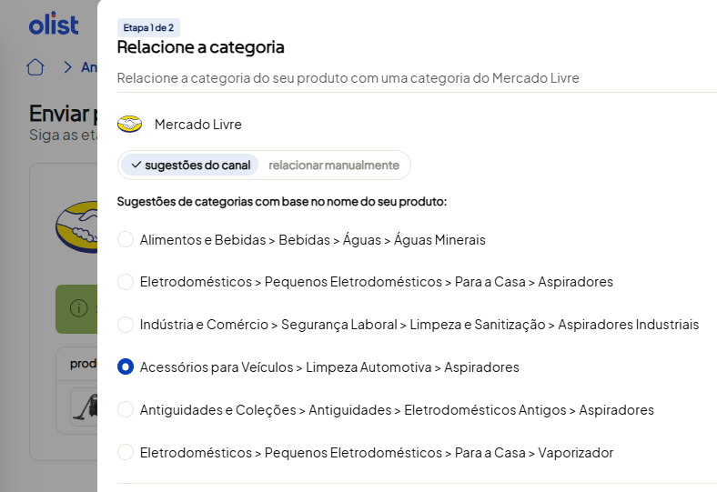 Tela oficial do Olist ERP - tut16_publicar_anuncios_hub_olist Passo 4