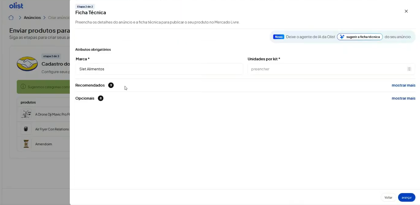 Tela oficial do Olist ERP - tut16_publicar_anuncios_hub_olist Passo 6