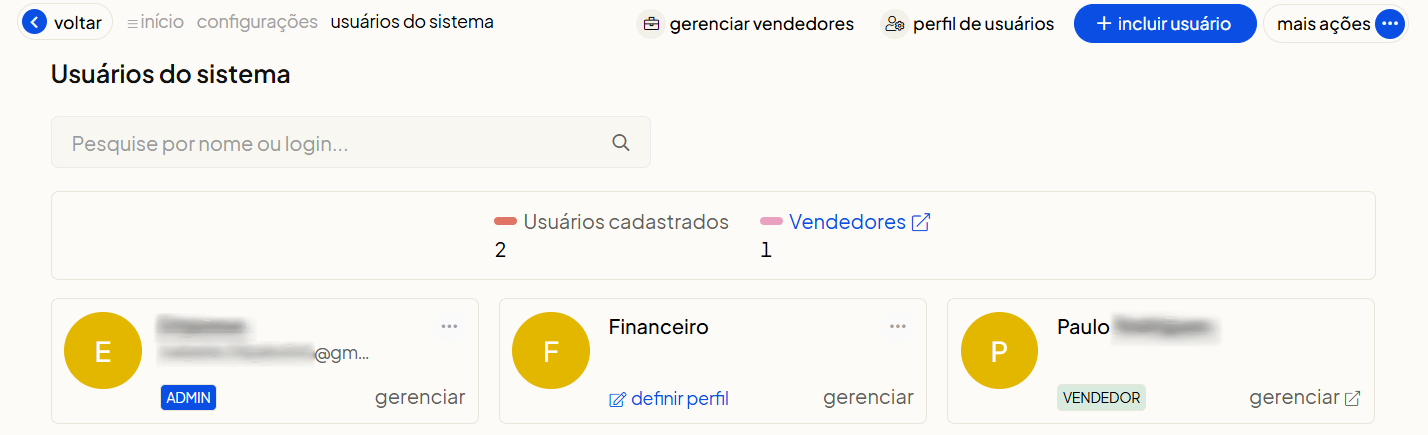 Tela oficial do Olist ERP - tut8_usuarios_permissoes Passo 3 exibindo a visão geral e lista de usuários cadastrados